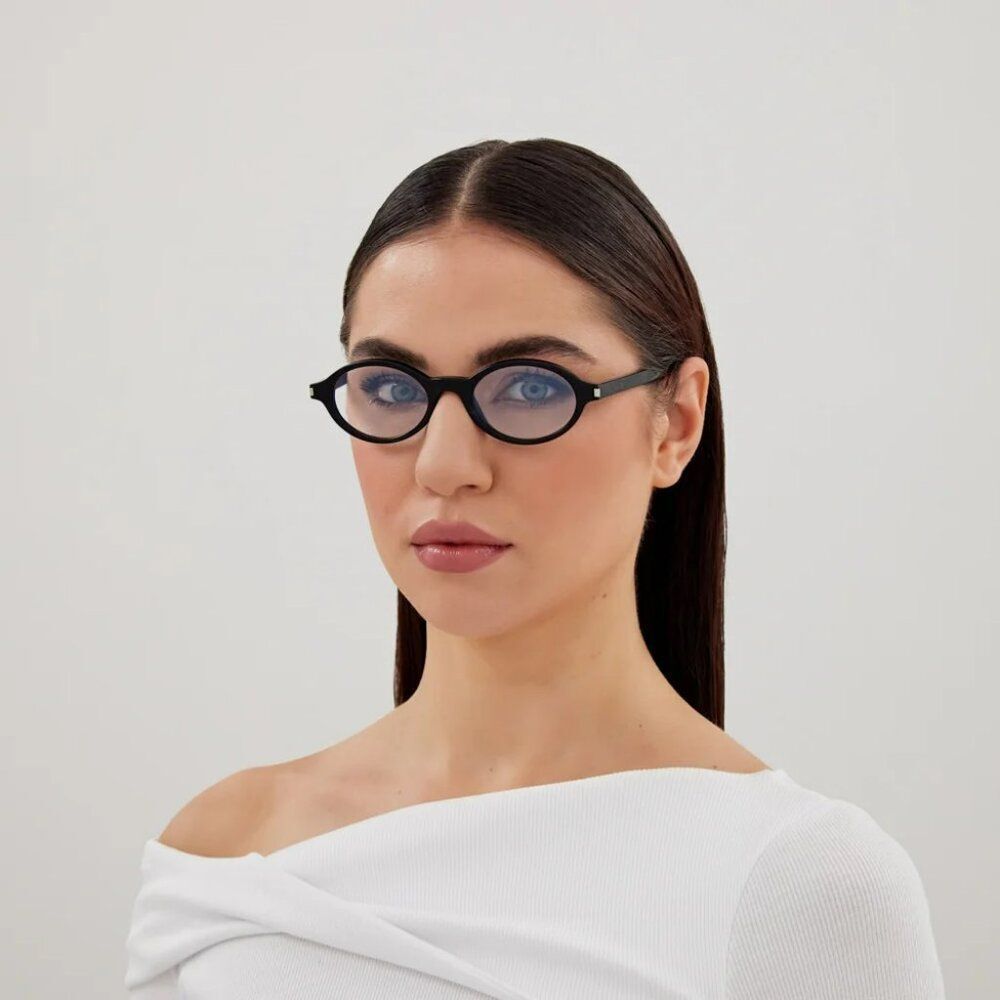 NEW Saint Laurent SL751 JEANNE OPT 001 Black Oval Women Eyeglasses - Picture 13 of 13